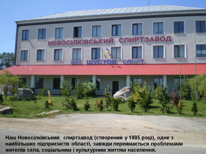 Наш Новосілківський  спиртзавод (створений у 1905 році), одне з найбільших підприємств області, завжди